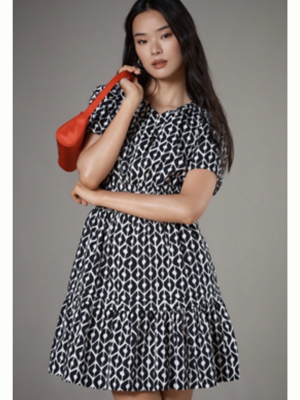 NWT Anthropologie Somerset Mini Dress in Black and White Motif
